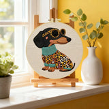 Leopard Chic Dachshund Embroidery Kit