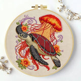 Sea Turtle & Jellyfish Embroidery Kit