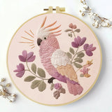 Pink Cockatoo Embroidery Kit – Floral Galah Parrot DIY Hand Embroidery Hoop Art Set