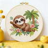 Cute Tropical Sloth Embroidery Kit 🦥🌿🌸