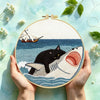 Cat vs. Shark Embroidery Kit