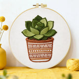 Green Succulent Plant Embroidery Kit