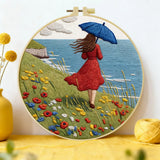 Seaside Breeze Embroidery Kit 🌊☂️🌼