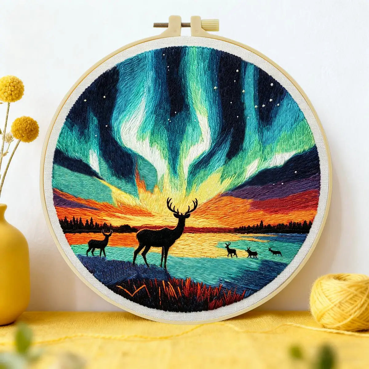 Northern Lights Deer Embroidery Kit