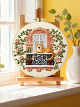 Sleepy Balcony Cat Embroidery Kit
