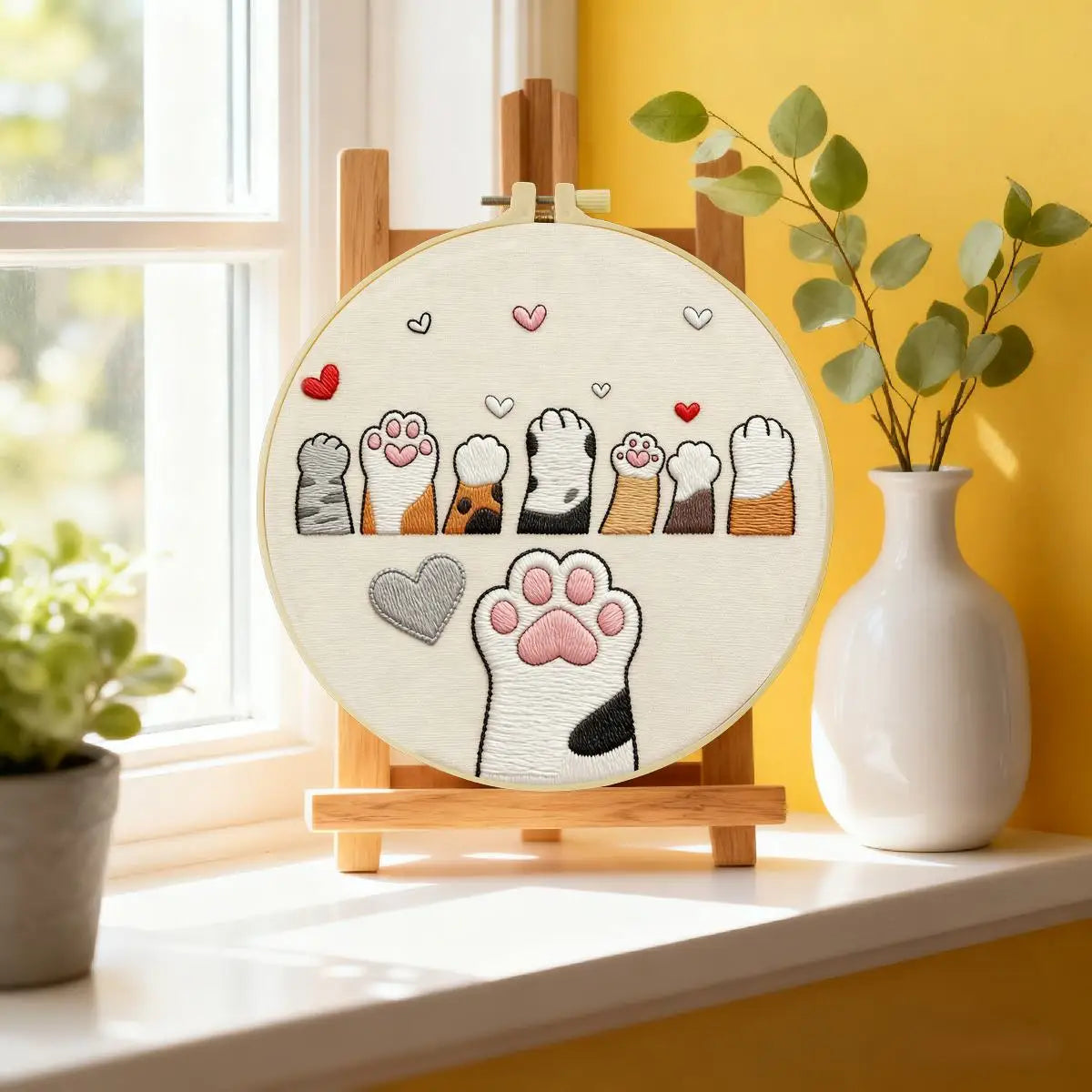 Cute Cat Paws Embroidery Kit