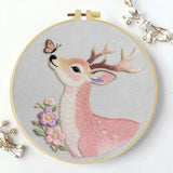 Pink Deer & Butterfly Embroidery Kit