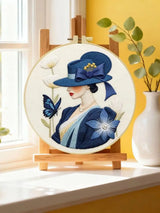 Elegant Lady in Blue Embroidery Kit