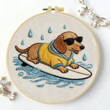 Surfing Dachshund Embroidery Kit