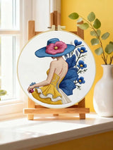 Blue Hat Lady Embroidery Kit