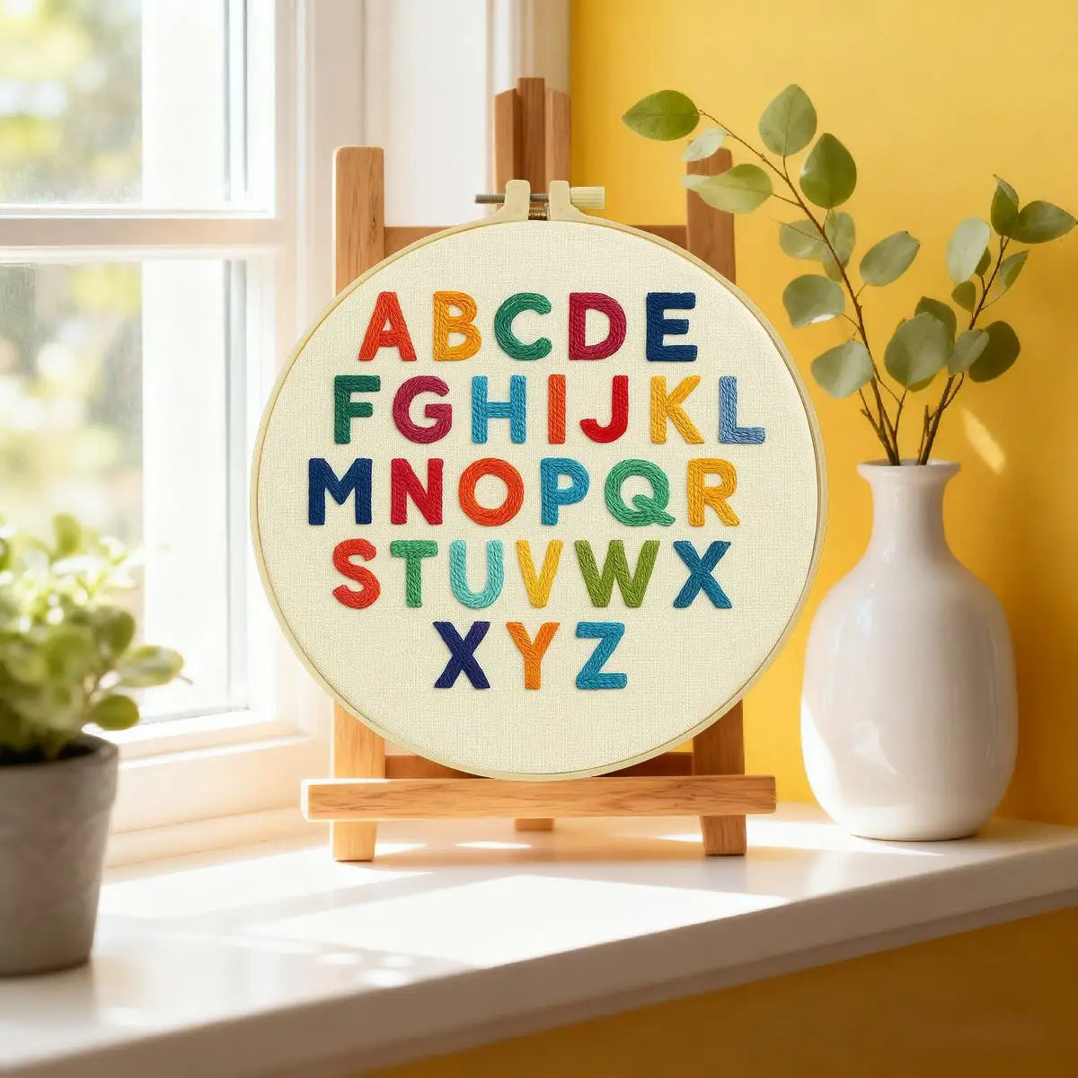 Alphabet Learning Embroidery Kit – Colorful ABC DIY Hand Embroidery Hoop Art Set