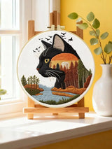 Black Cat Sunset Embroidery Kit