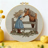 Girl & Horse Embroidery Kit – Heartwarming Equestrian DIY Hand Embroidery Hoop Art Set