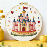 Fairytale Princess Castle Embroidery Kit – Magical Kingdom DIY Hand Embroidery Hoop Art Set