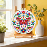 Colorful Folk Moth & Floral Embroidery Kit