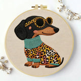 Leopard Chic Dachshund Embroidery Kit