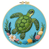 Sea Turtle Embroidery Kit – Coastal Ocean & Seashell Design