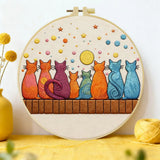 Moonlit Cat Gathering Embroidery Kit 🐈🌙✨