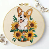 Sunflower Corgi Embroidery Kit