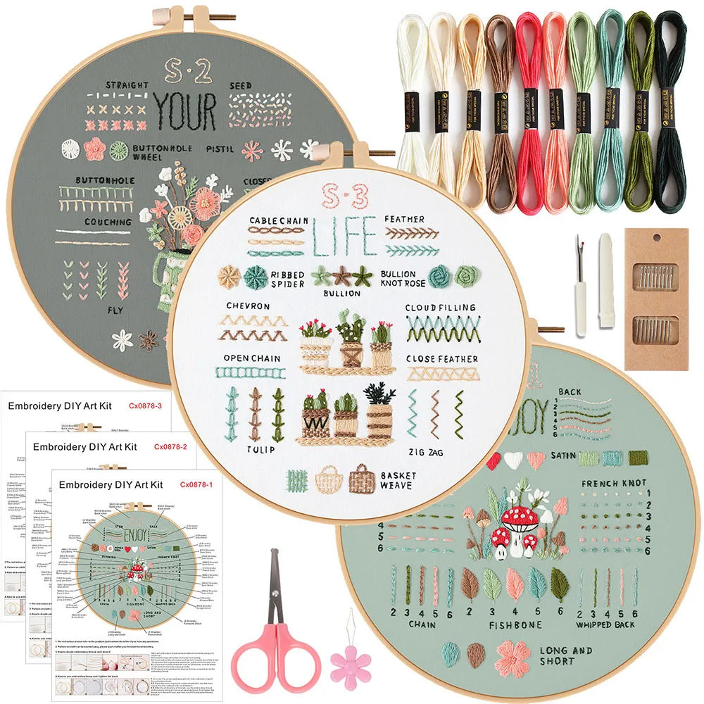 3/4pcs Beginner Embroidery Starter Kit