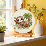 Cute Tropical Sloth Embroidery Kit 🦥🌿🌸