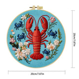 Lobster & Blue Crabs Embroidery Kit – Colorful Coastal Floral Design