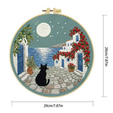 Moonlit Coastal Cat Embroidery Kit 🌙🐈�