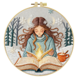 Winter Girl Reading Embroidery Starter Kit DIY – Beginner Cozy Book-Themed Hand Embroidery Kit