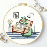 Cozy Cat Armchair Embroidery Kit