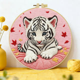 Snow White Tiger Cub Embroidery Kit 🐯🤍🌸