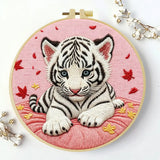 Snow White Tiger Cub Embroidery Kit 🐯🤍🌸