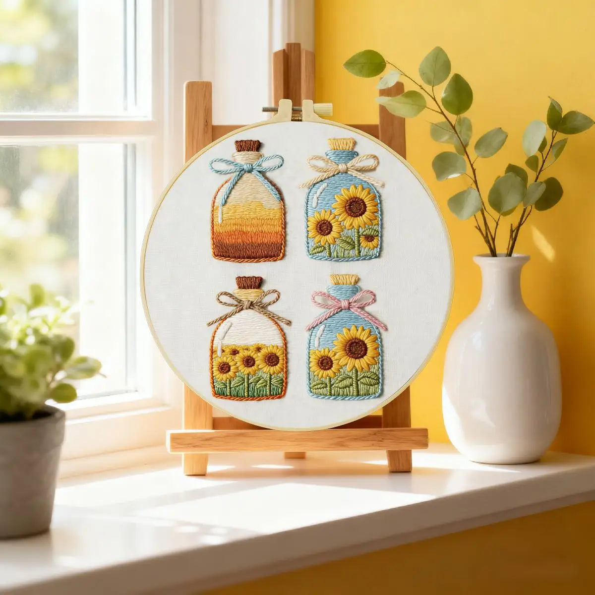 Sunflower Bottles Embroidery Kit