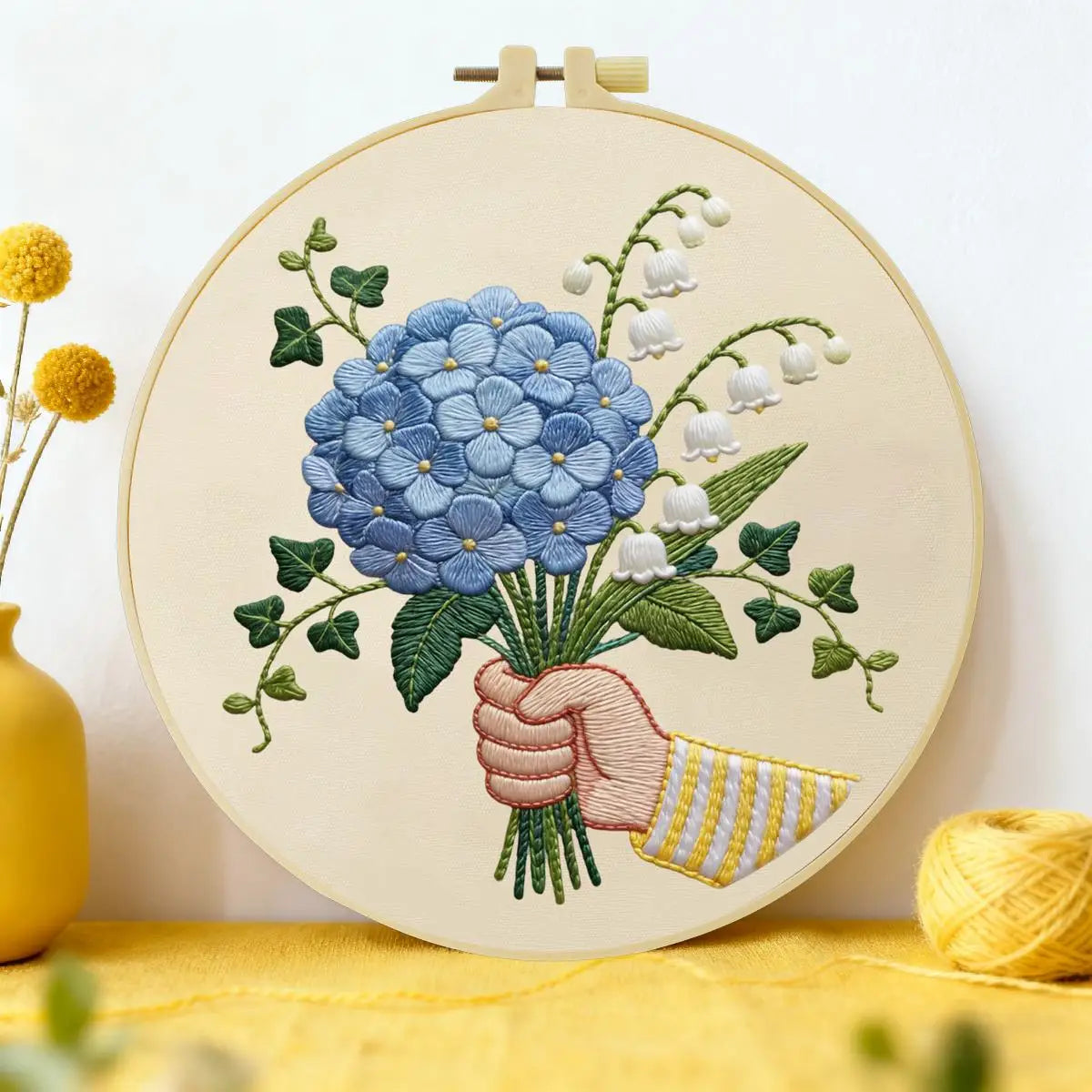 Blue Hydrangea Bouquet Embroidery Kit