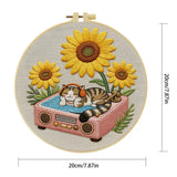 Sunflower DJ Cat Embroidery Kit