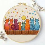 Moonlit Cat Gathering Embroidery Kit 🐈🌙✨