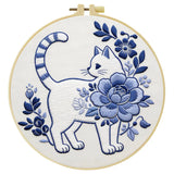Blue Blossom Cat Embroidery Kit