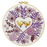 Lovebirds Heart Embroidery Kit – Romantic Floral DIY Hand Embroidery Hoop Art Set