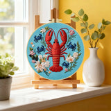 Lobster & Blue Crabs Embroidery Kit – Colorful Coastal Floral Design