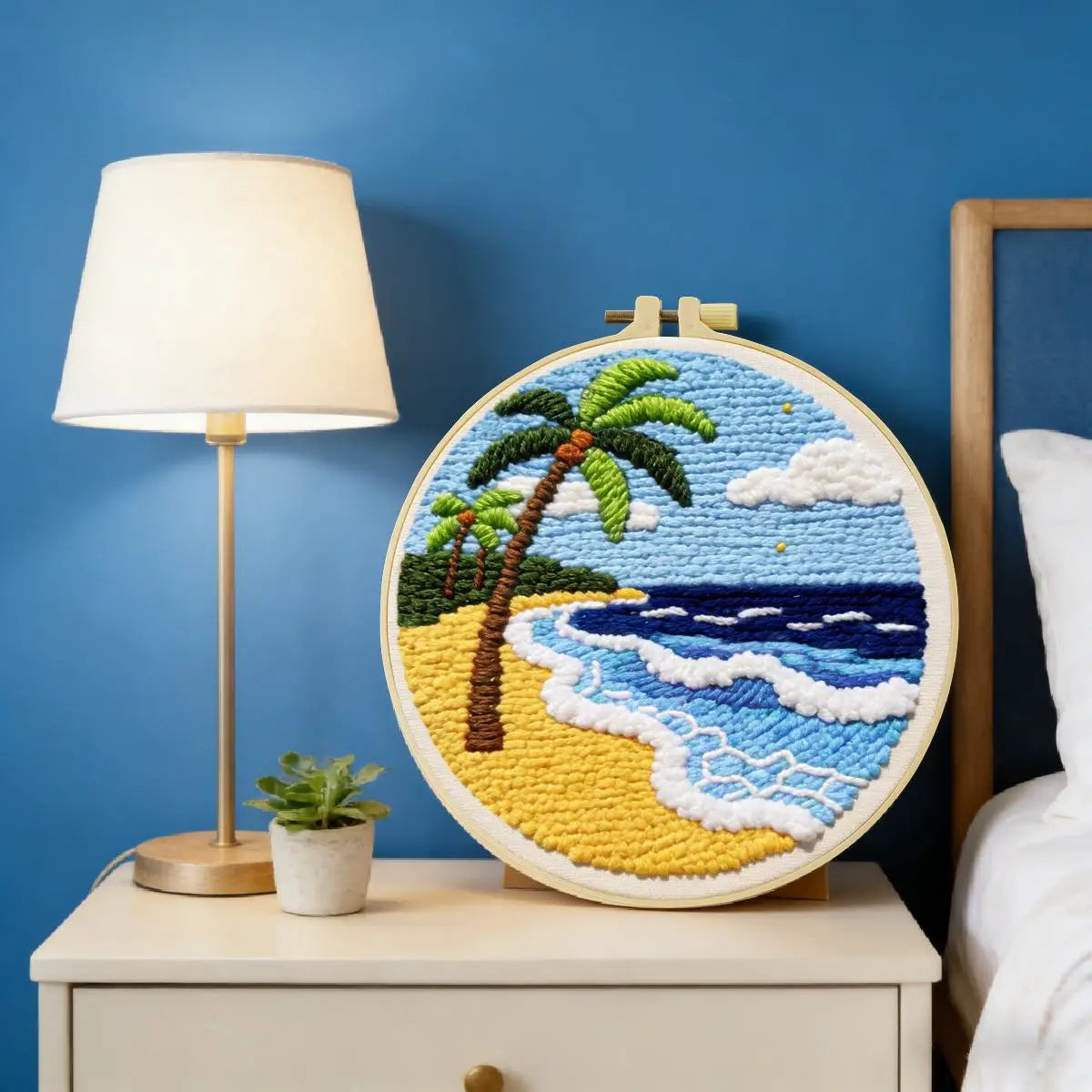 20X20CM/7.87inch Beach punch needle embroidery set kit Stitch Embroidery Knitted embroidery DIY handmade gift Needle Art
