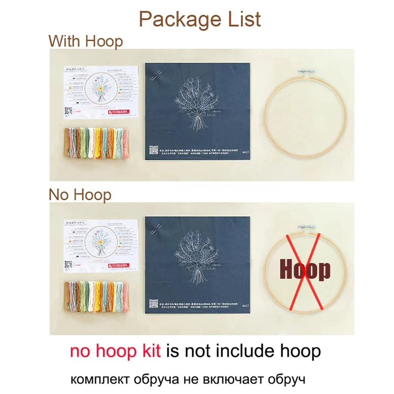 Transparent Double-Sided Flower Embroidery Starter Kit