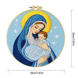 Virgin Mary & Baby Jesus Embroidery Starter Kit DIY – Beginner Religious Hand Embroidery Kit with Sacred Art Design