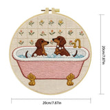 Dachshund Bath Time Embroidery Kit – Cute Sausage Dog DIY Hand Embroidery Hoop Art Set 🛁🐾