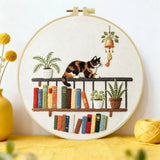 Book Nook Cat Embroidery Kit