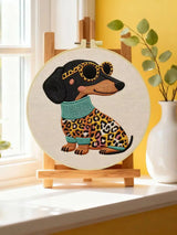 Leopard Chic Dachshund Embroidery Kit