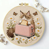 Toast-Loving Cat Embroidery Kit
