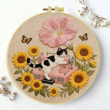 Sunflower Sewing Cat Embroidery Kit