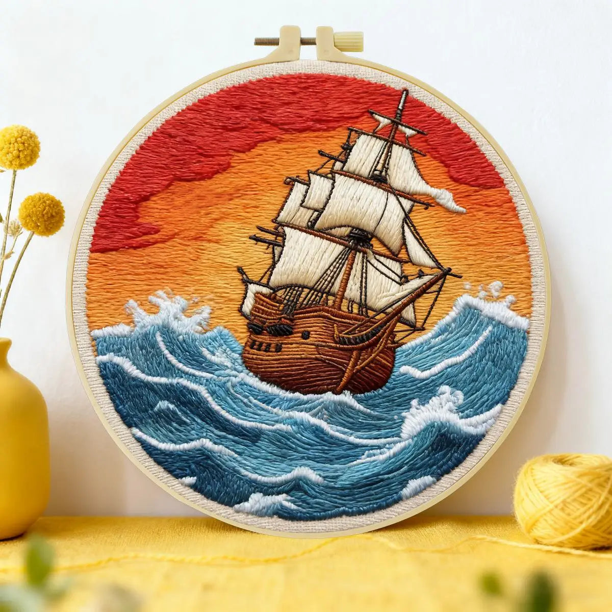 Vintage Sailing Ship Embroidery Kit