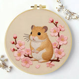 Cherry Blossom Hamster Embroidery Kit – Cute Spring Floral Animal Design