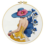 Blue Hat Lady Embroidery Kit