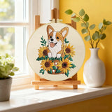 Sunflower Corgi Embroidery Kit